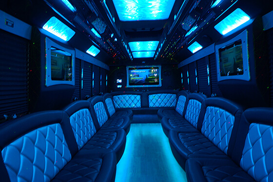 mood lighting on party bus